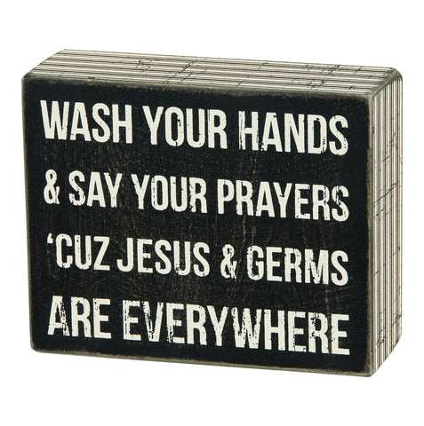 Wooden Box Sign - Jesus & Germs