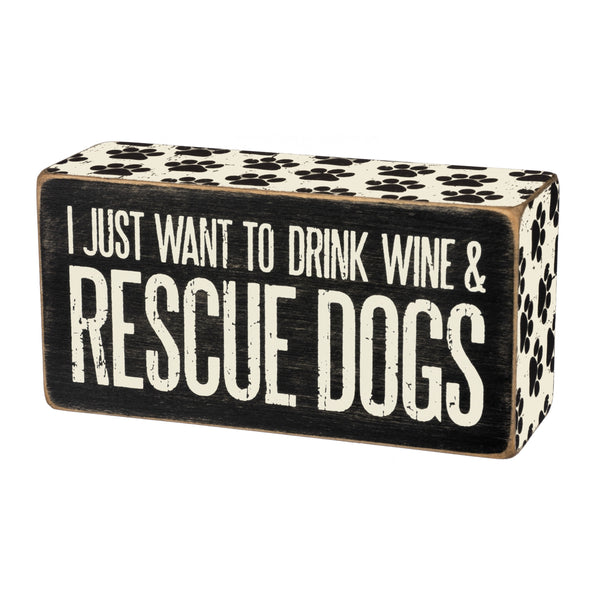 Box Sign - Dogs & Wine 