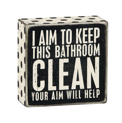 wooden sign box for bathroom